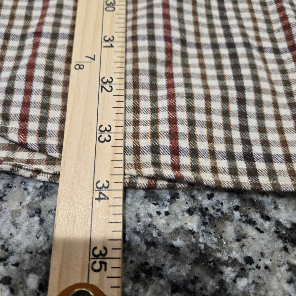 Roundtree & Yorke Button Down Mens 2XT Brown Plaid Excellent Long Sleeve Cotton - Picture 7 of 8